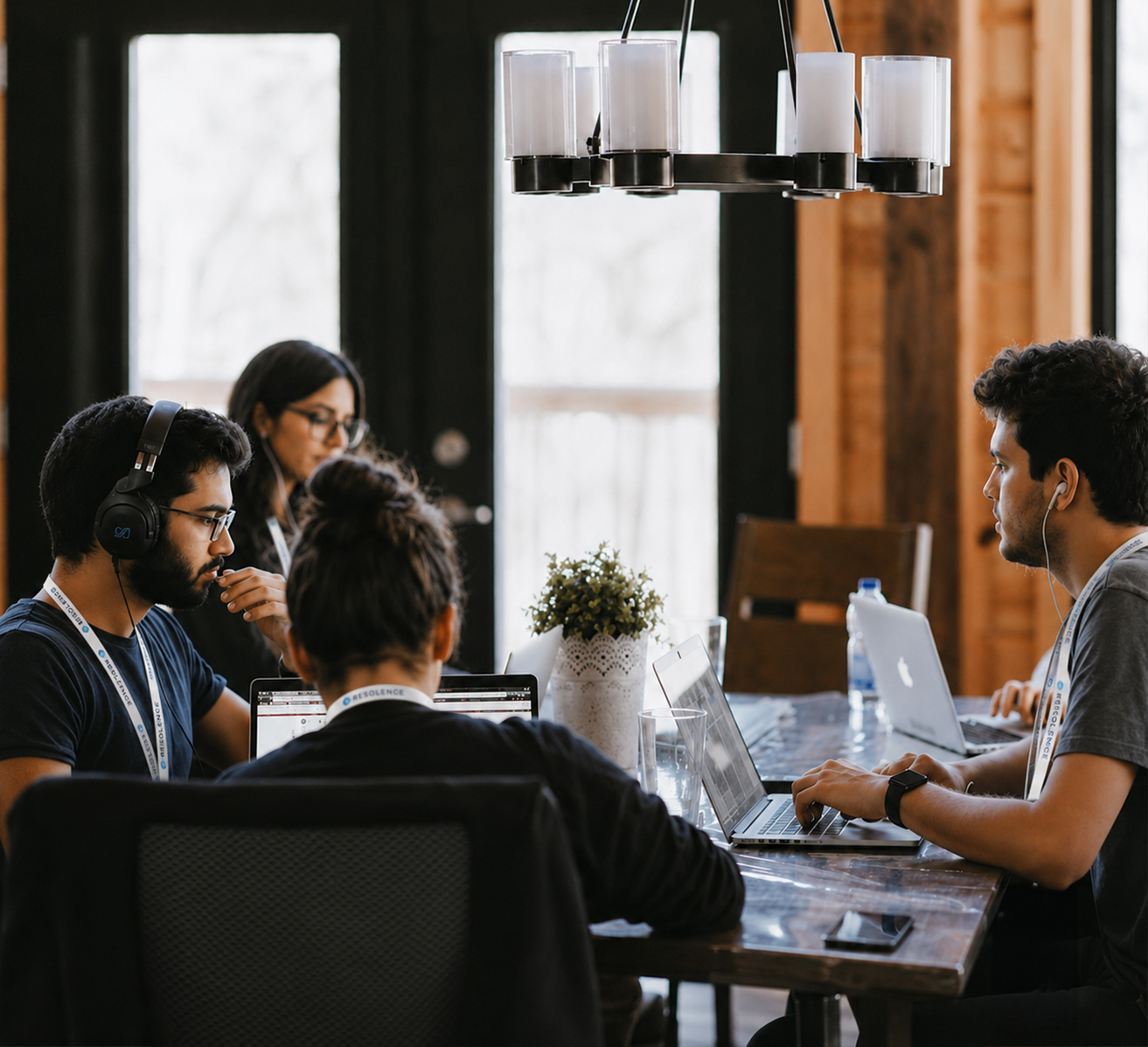 Team collaborating in a modern office